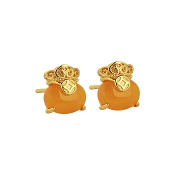 Xiaoyinjiang Beeswax Jade Stud Earring Ear Ornament Women's