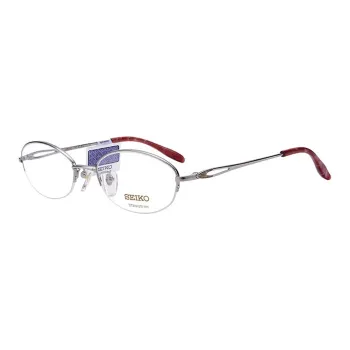 SEIKO Titanium Oval Eyeglass Frames Unisex Silver