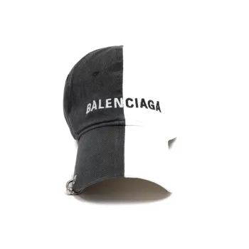 Balenciaga Cotton Baseball Caps Women's Black White