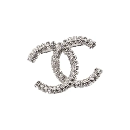 CHANEL Rhinestone Brooches Women's Silver
