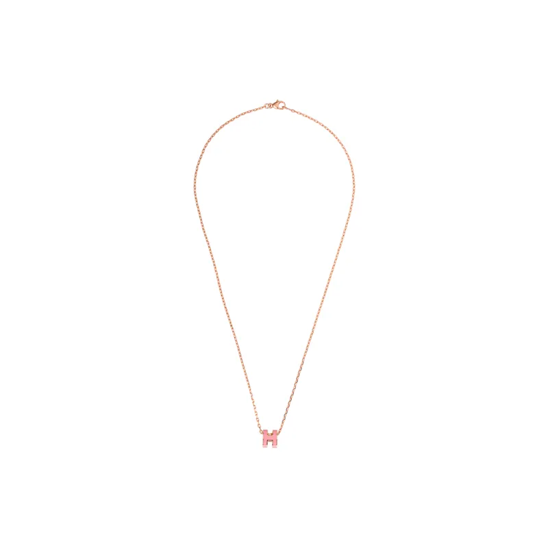 HERMES Metal Necklaces Women's Pendant Rose Pink Chain Rose Gold-1