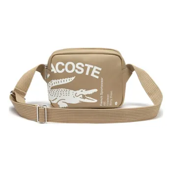 LACOSTE PVC Shoulder Bag Crossbody Bag Medium Size Men's Cassava