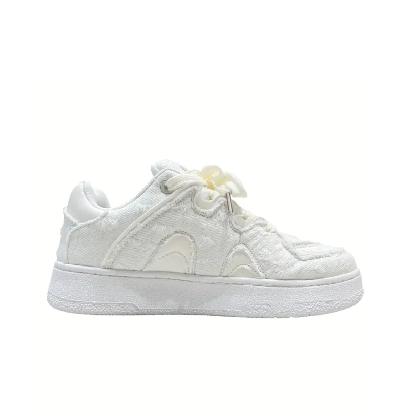 MQGAll Anti Slip And Wear Resistant Breathable Low Top Skateboard Shoes Unisex Ecru-1