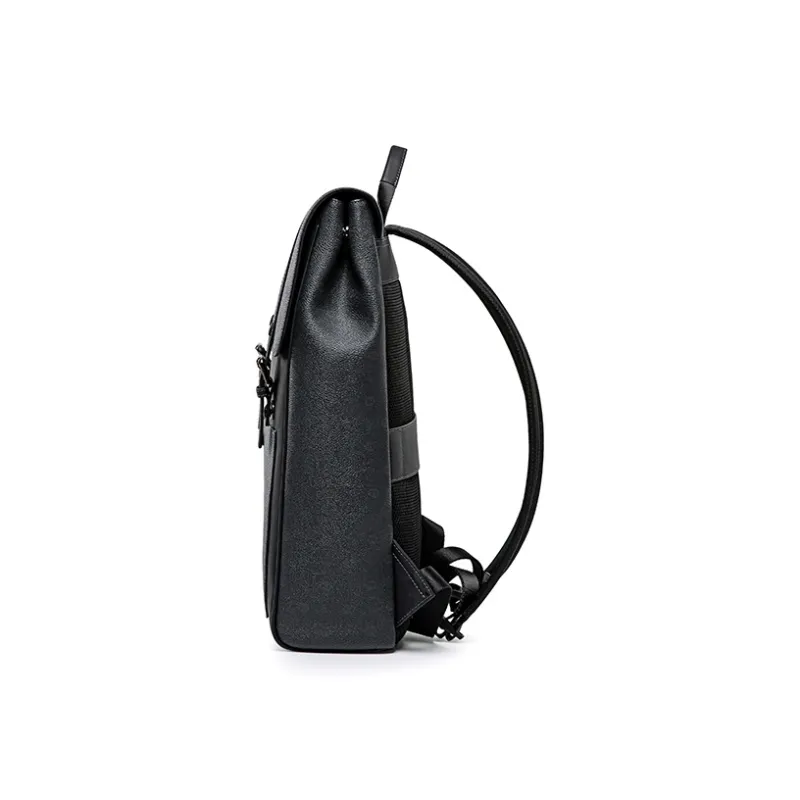 HLA Synthetic Leather With Cow Leather And Fabric Backpack Regular Men's Black-3