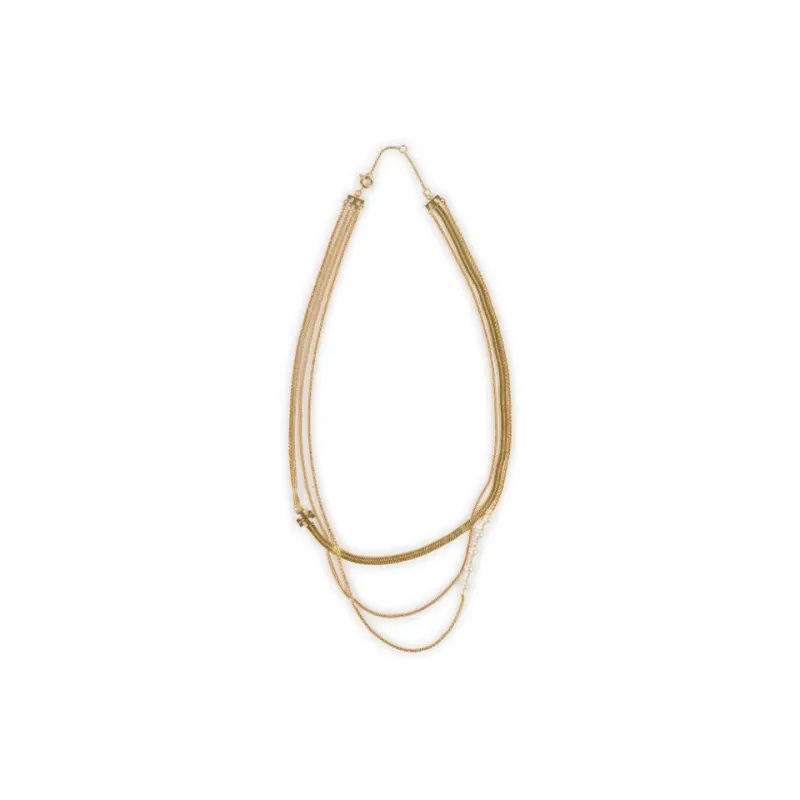 TORY BURCH Logo plaque Multi chain Necklace-1