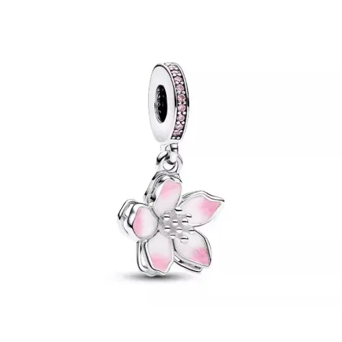 Pandora 925 Sterling Silver, Enamel, Synthetic Cubic Zirconia Charms / Pendants Women's Silver