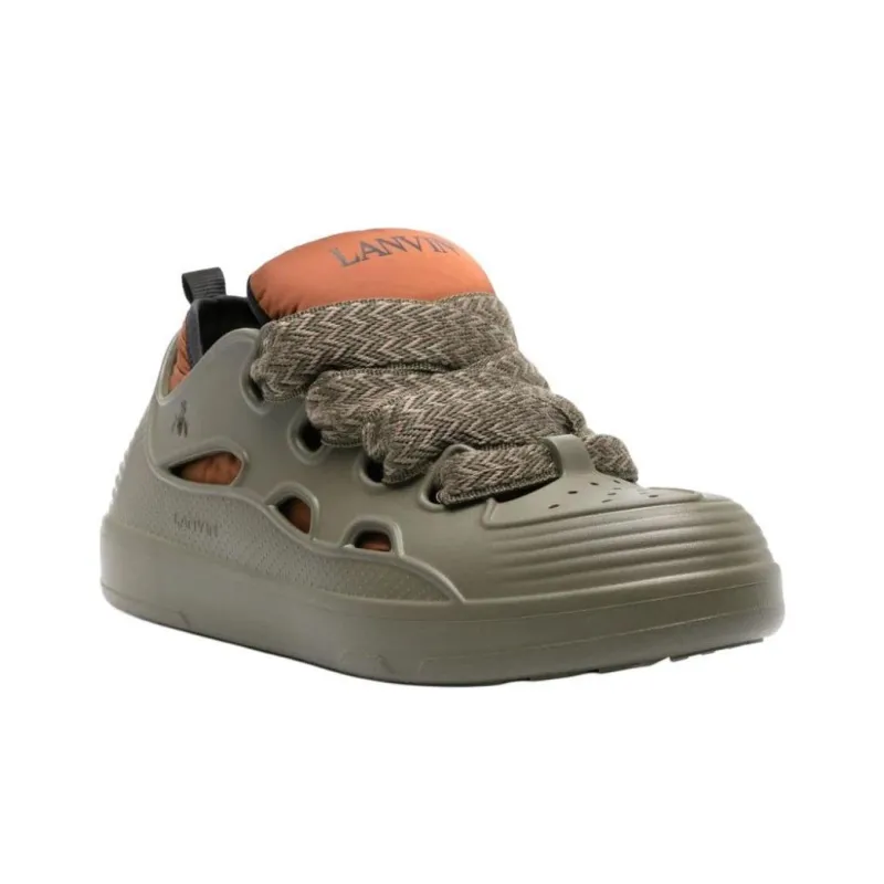 Lanvin Curb Low Top Skateboard Shoes Men's Green-2