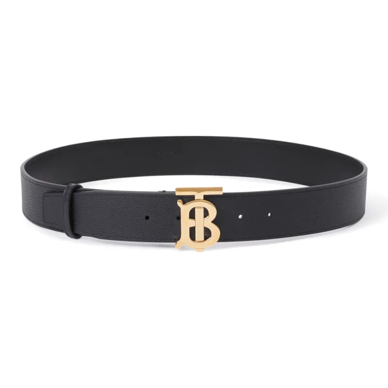 Burberry Cow Leather Belts Men's Black Width  4cm-0