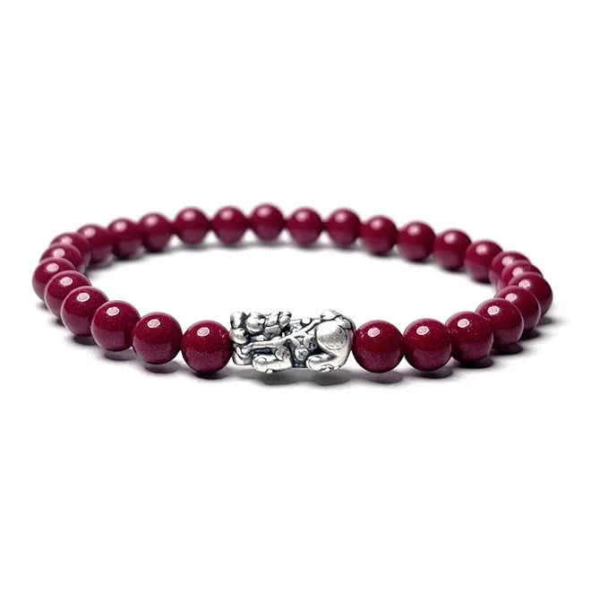 MOUNTAINS AND MANS Reconstructed Cinnabar Auspicious Beaded Bracelet Unisex-3