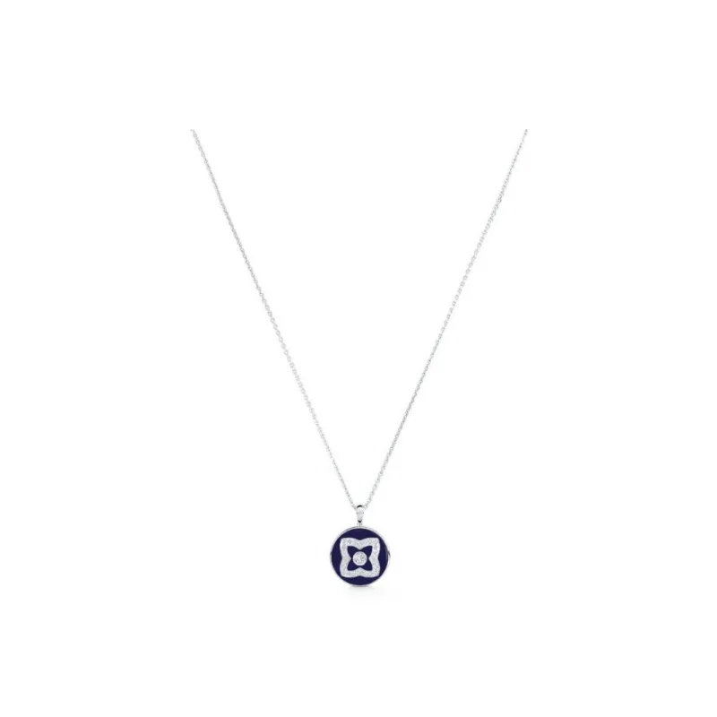 De Beers 18kt White Gold Enchanted Lotus Diamond And Enamel Necklace-2