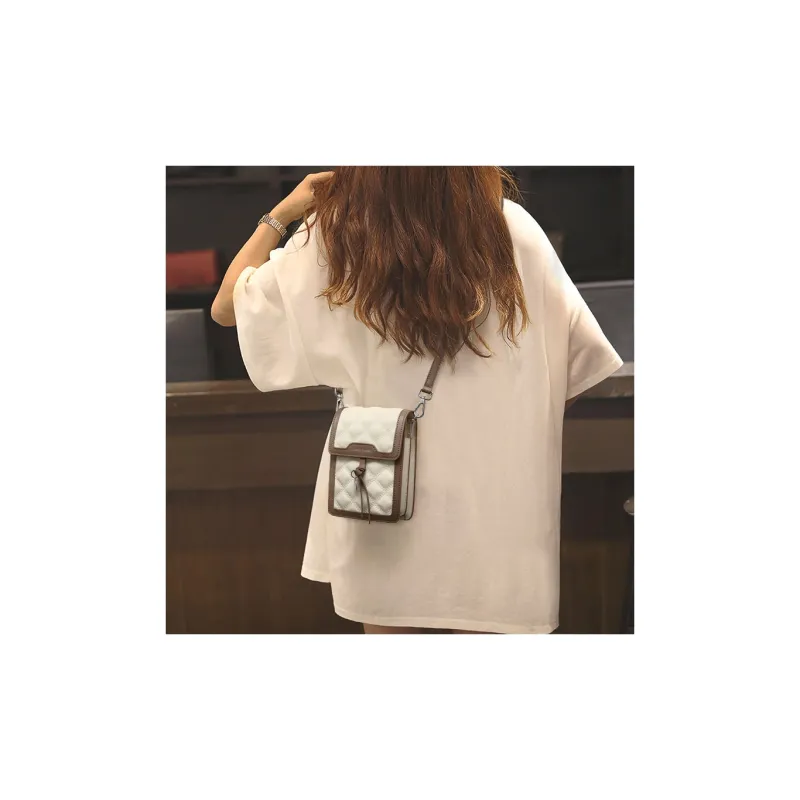 Carnival Keep Cow Leather Cell Phone Pouch Crossbody Bags Shoulder Bags Small Size Women's Ecru-3