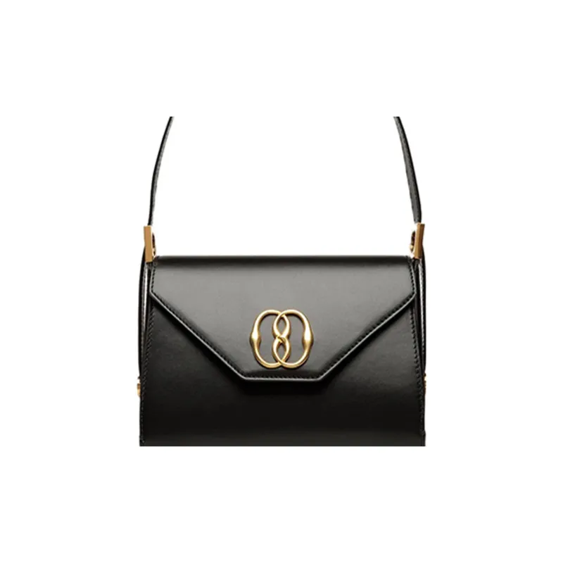 BALLY Emblem Calfskin Square Bag Shoulder Handbag Women's Black-3