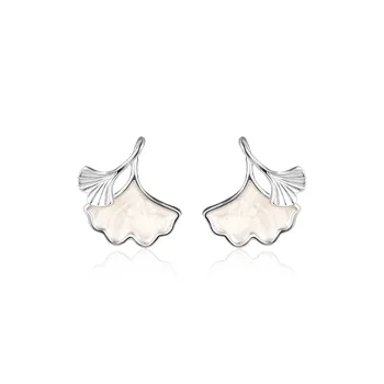 999 Fine Silver Sterling Silver Mother Of Pearl Accessory Fashion Stud Earrings Women's