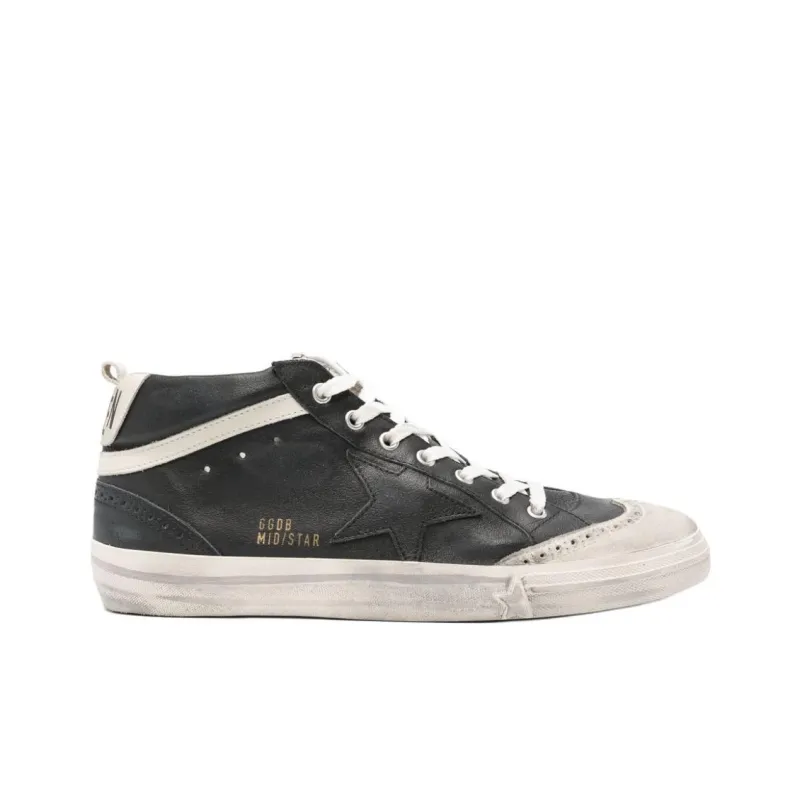 Golden Goose Mid Star Mid Top Skateboard Shoes Men's White Black-1