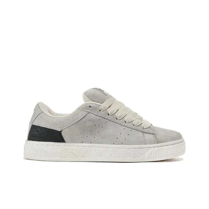 HOMDOON Coverage Anti Slip And Wear Resistant Low Top Skateboard Shoes Unisex Light Gray-1