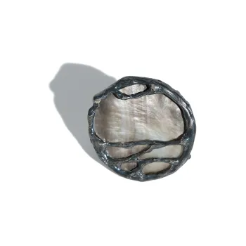 M.Wong Gothic Avant-Garde 925 Sterling Silver Color-Changing Mother-of-Pearl Open-Ended Ring Unisex