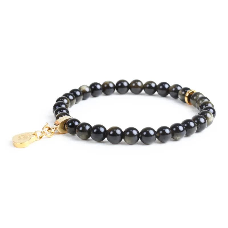 FOUNDIN Gold Sheen Obsidian Silver Sheen Obsidian Bracelets Unisex-10