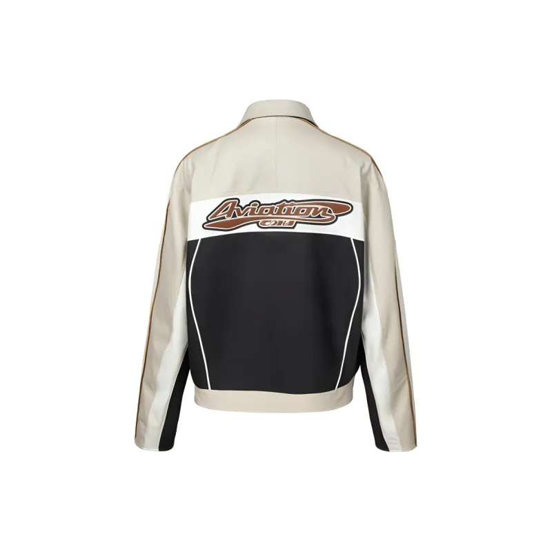 C2H4 Leather Jacket Men's Black+Khaki+Ecru Multicolor-1