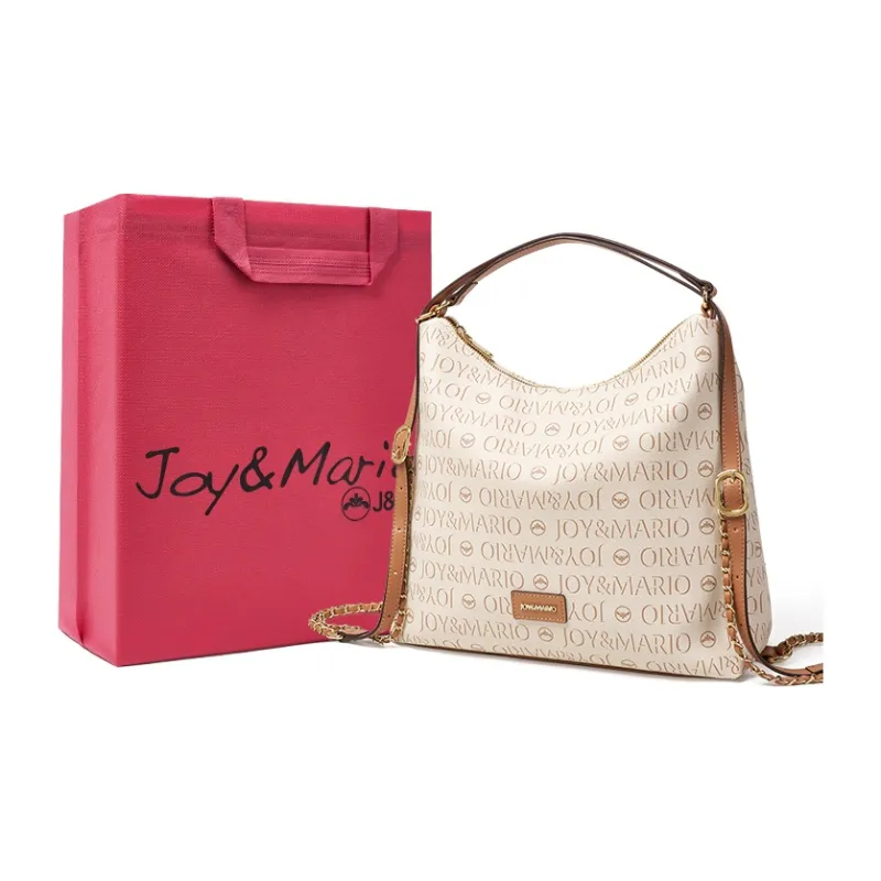 Joy&Mario PVC Casual Textured Commuter Bag Large Size Women's Cocoa Coffee/Ecru/Mandarin Yellow-4