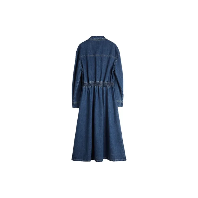 ELLE Long Sleeved Dresses Women's Denim Blue-1