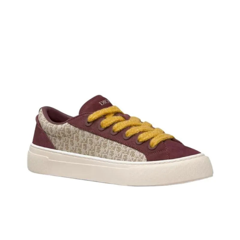 DIOR B33 Platform Shoes Low Top Skateboard Shoes Men's Burgundy-2