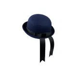 Navy Blue Hats & Caps-Black Ribbon
