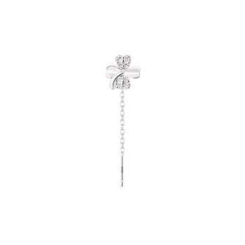 MIDNIGHT MOMENT S999 Fine Silver Zircon Drop Earrings Women's