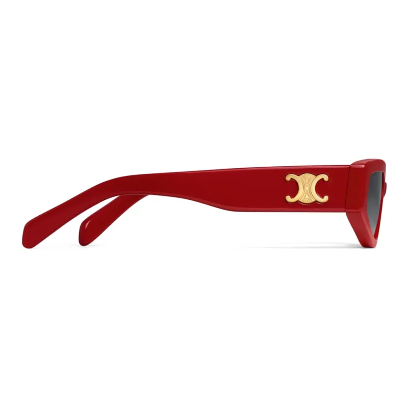 CELINE Acetate Irregular Shape Sunglasses Women's Red-2