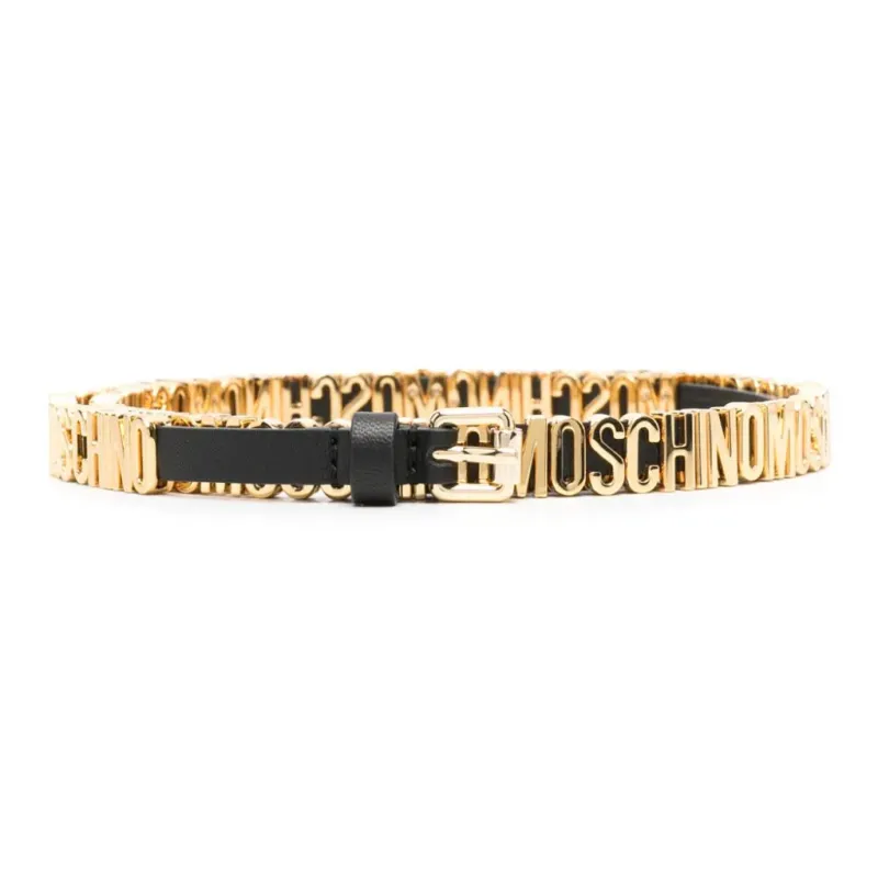 MOSCHINO Logo plaque Leather Belt-0