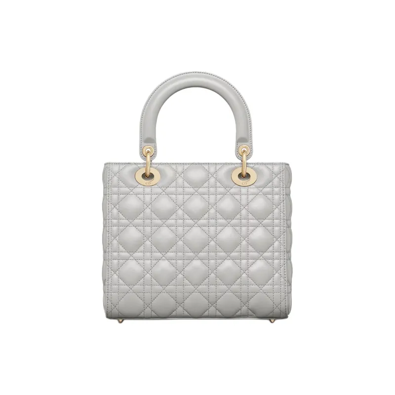 DIOR Lady Dior Wicker Pattern Lambskin Dior Bag Shoulder Bag Crossbody Bag Handbag Medium Size Women's Mist Gray-3