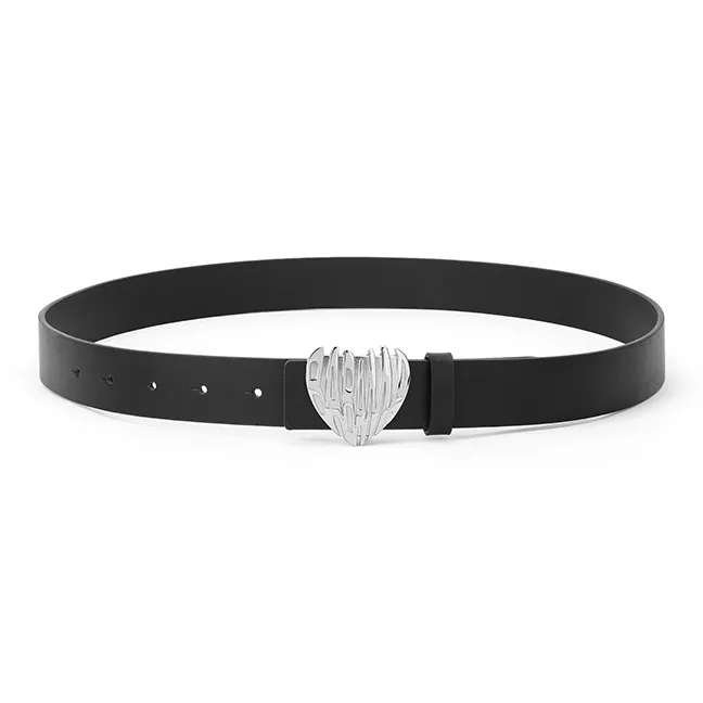 BABAMA Heart Shaped Plate Buckle Leather Belts Unisex-3