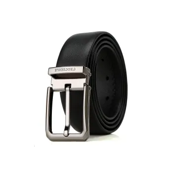 Crocodile Top Grain Cow Leather Leather Belts Men's 3.4CM