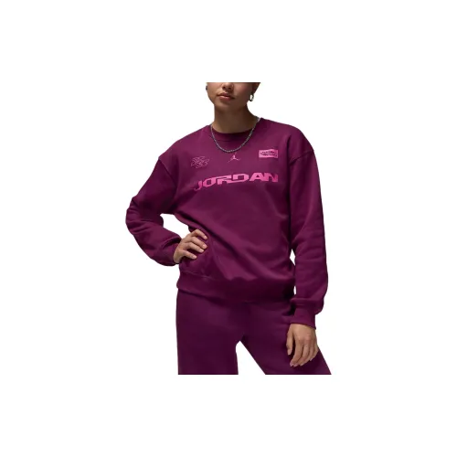 Jordan Brooklyn Fleece Sweatshirts Women's Bordeaux Red/Vibrant Pink