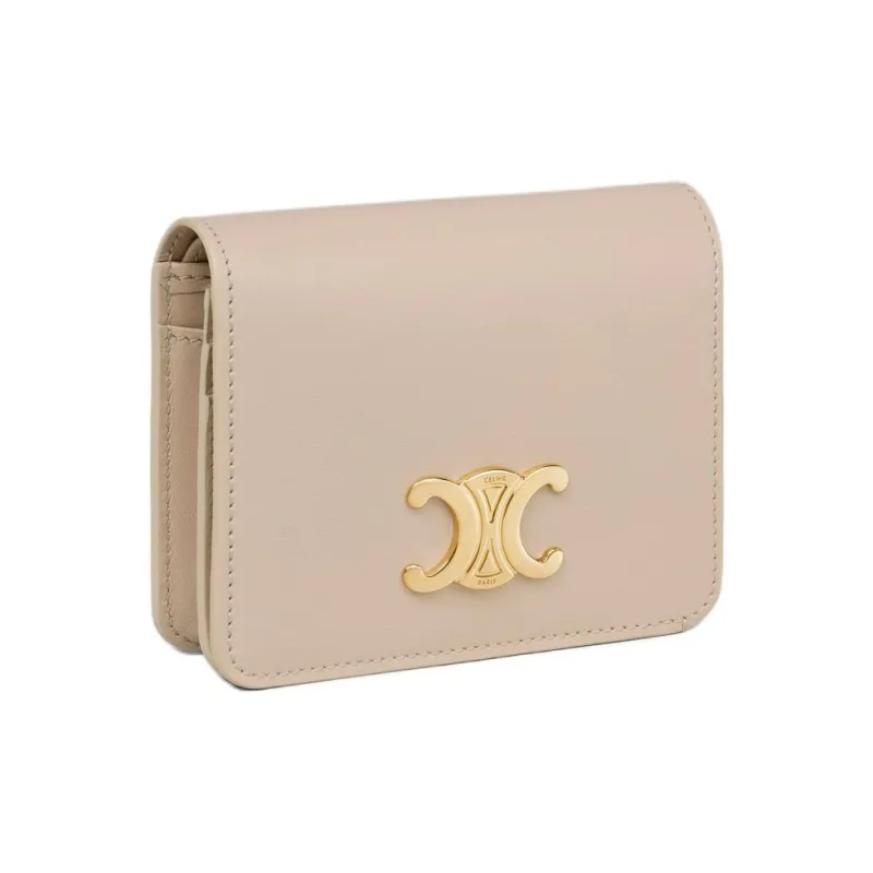 CELINE Triomphe Bright Calfskin Wallet Women's Light Beige-1