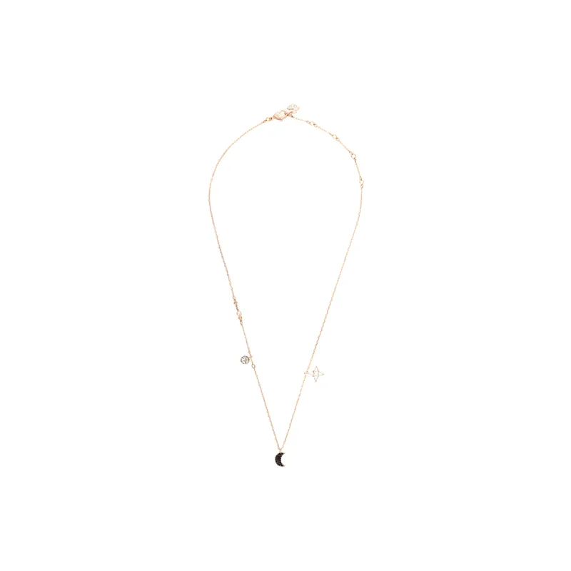 Swarovski Faux Crystal Double Layer Necklace Women's Black-3