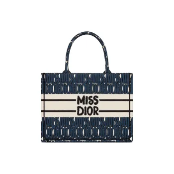 DIOR BookToteMiss Dior Embroidery Tote Bag, Shopping Bag, Handbag Medium Size Women's Dark Blue