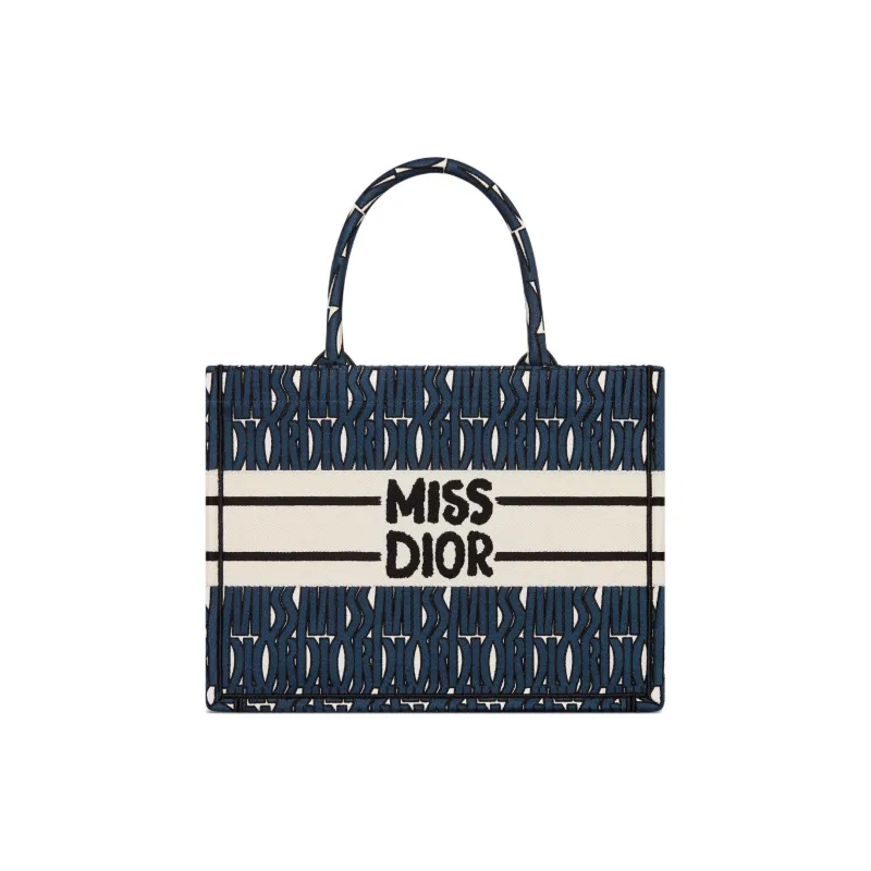 DIOR BookToteMiss Dior Embroidery Tote Bag, Shopping Bag, Handbag Medium Size Women's Dark Blue-0