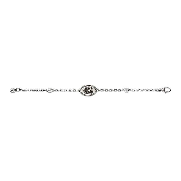 GUCCI Sterling Silver 8.25" Double G Bracelet-2