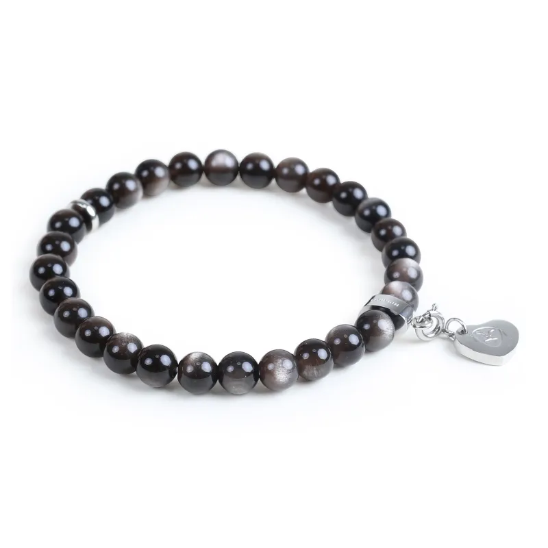 FOUNDIN Gold Sheen Obsidian Silver Sheen Obsidian Bracelets Unisex-33