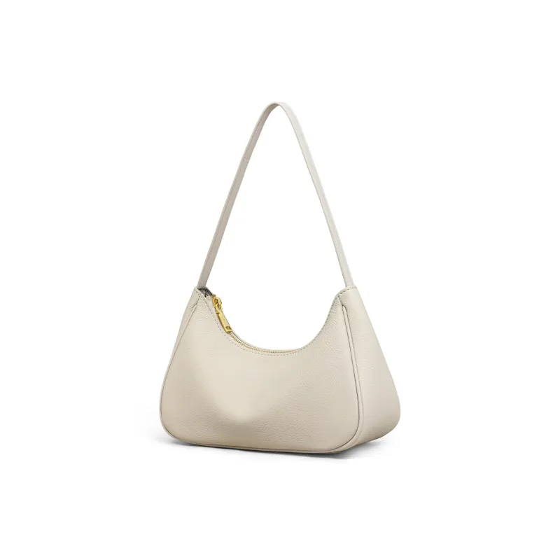 MILLIE'S Cow Leather With Synthetic Leather Handbag, Shoulder Bag Baguette Bag Regular Women's White-2