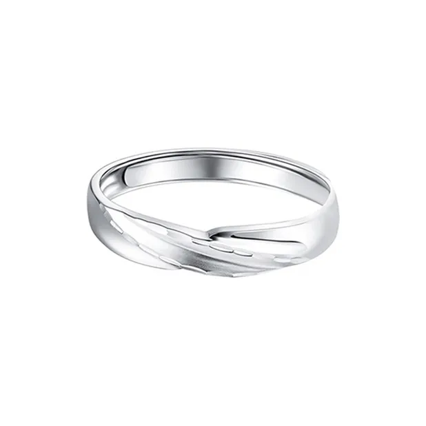 FANCI PT950 White Gold Plain Loop Ring Unisex-1