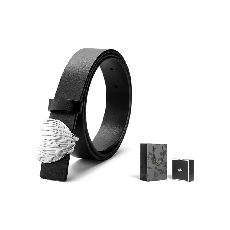BABAMA Heart Shaped Plate Buckle Leather Belts Unisex-1