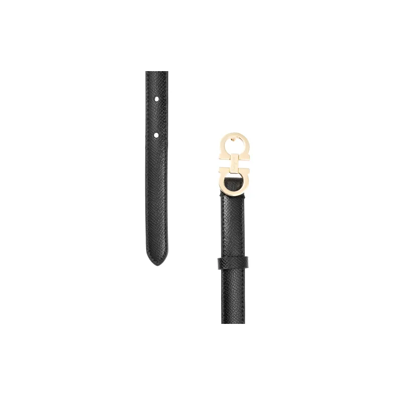 FERRAGAMO Leather Belts Women's Black Width 1.5CM-2