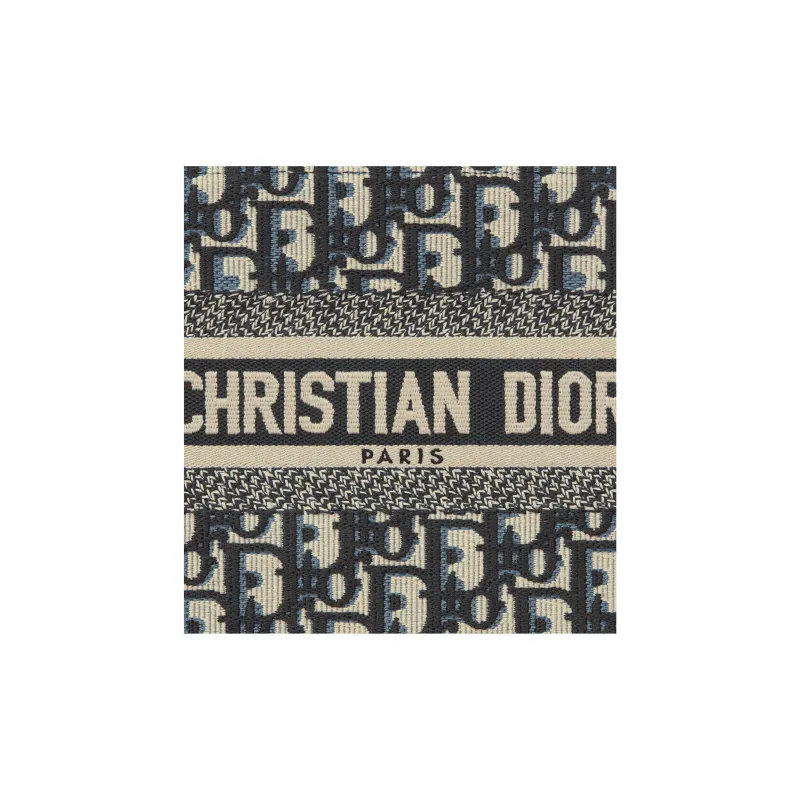 DIOR BookTote Embroidery Tote Bag Shopping Bag Handbag Small Size Women's Beige & Blue-4
