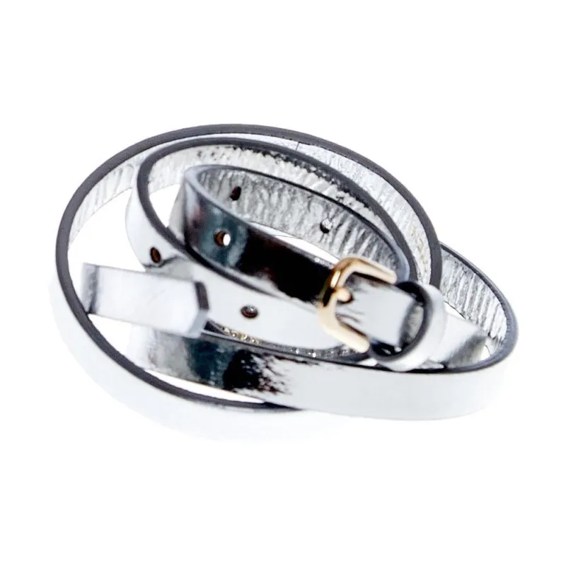 DRIES VAN NOTEN Thin Strap Design Belt Women's Silver Width 1.5CM-0