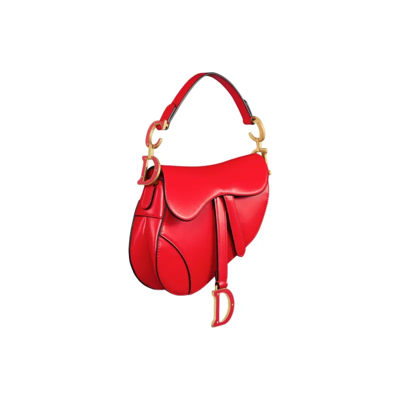 DIOR Smooth Calf Leather Saddle Bag Shoulder Bag Crossbody Bag Handbag Mini Women's Bright Red-2