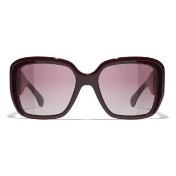 CHANEL Acetate Square Sunglasses Men's Burgundy