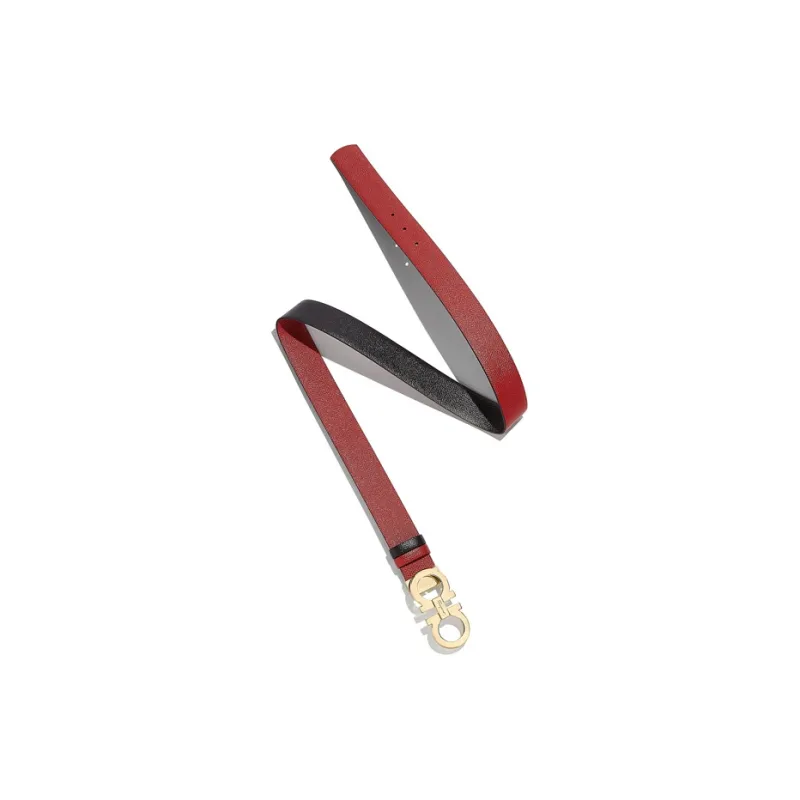 FERRAGAMO Cow Leather Belts Women's Red Width 3.5cm-1