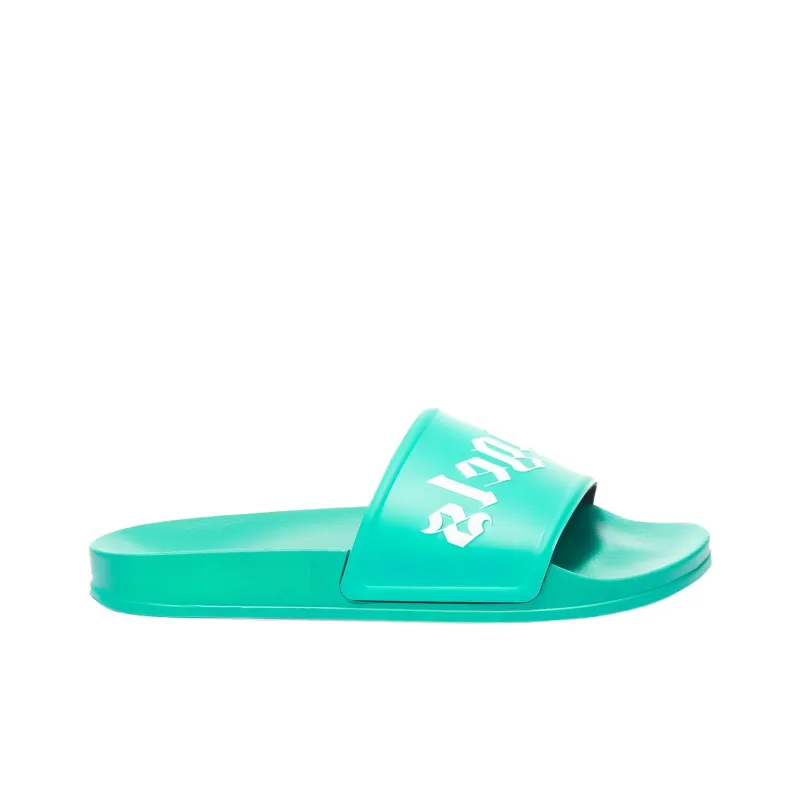 PALM ANGELS Pool Slides Green White-1