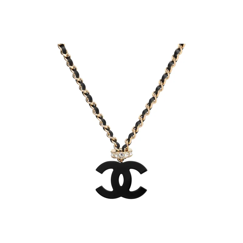 CHANEL Rhinestone Necklaces Women's Gold-3